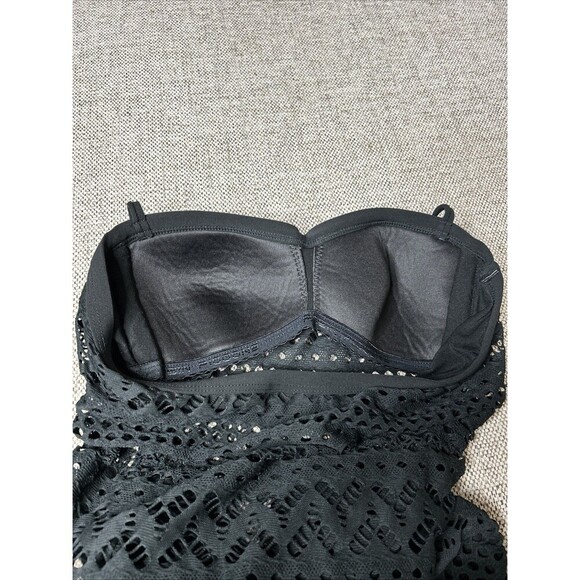 Robin Piccone Swimsuit Mesh One Piece Perforated Boho Bikini Black Size 10 - Picture 8 of 12